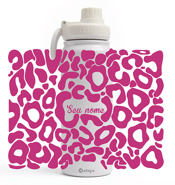 Garrafa Térmica Custom Ice 800ml - Pink Leopard (Onça Rosa)