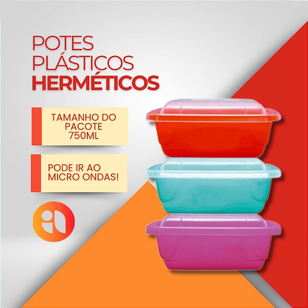 Kit 10 Potes Organizadores Quadrados 750ml – Escolha Sua Cor