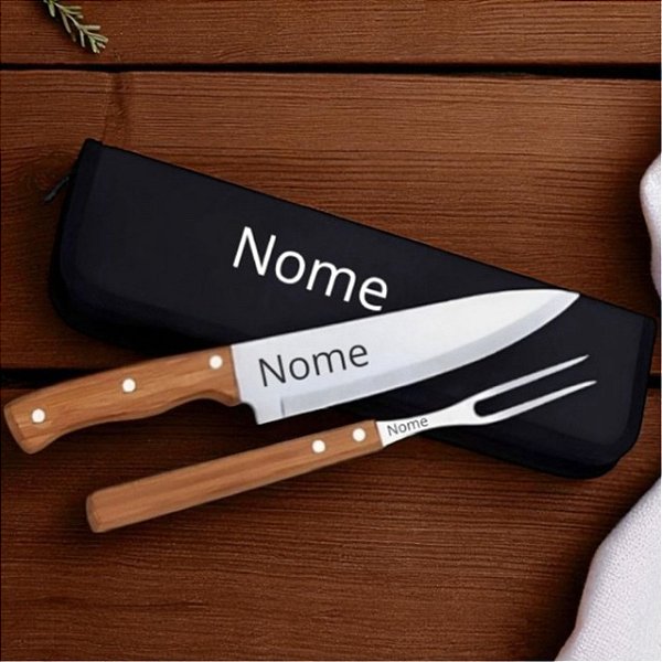 Kit Churrasco Custom 2 Peças com Estojo - Personalização a Laser