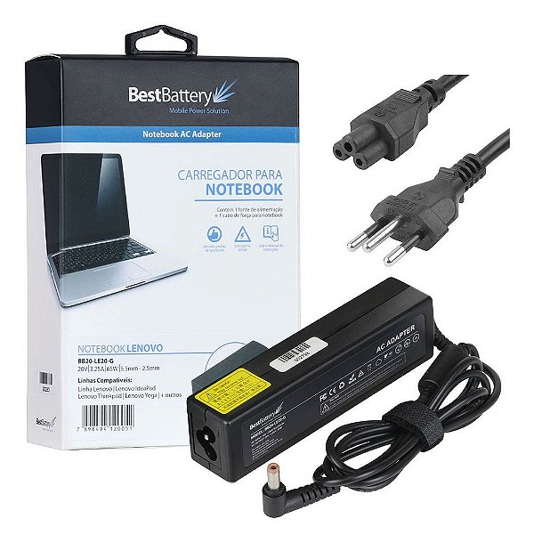 Fonte Para Notebook Lenovo Ideapad 20V 3,25A 65W 5,5*2,5mm