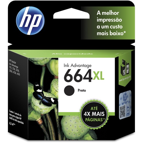 CARTUCHO DE TINTA PRETO 8,5 ml HP ORIGINAL F6V31AB 664XL