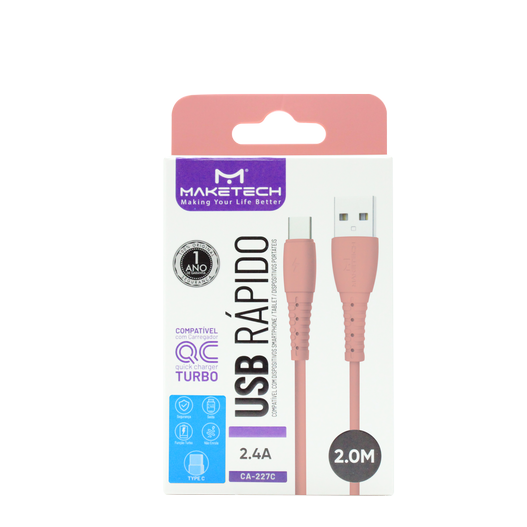 Cabo Usb Usb C Ca-227C 2M Vermelho Maketech