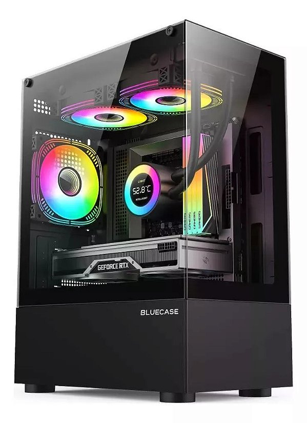 Gabinete Gamer Bluecase Bg-053 Nuker Lateral De Vidro Preto