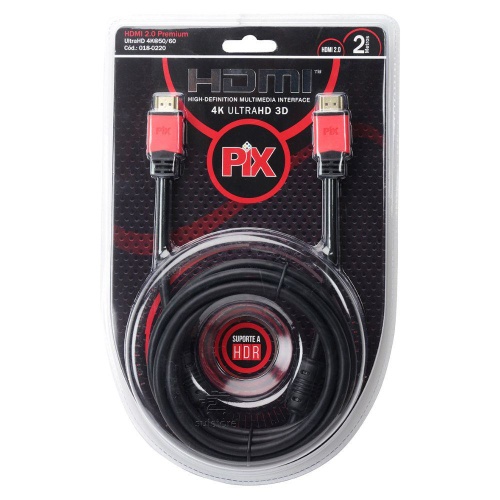 Cabo Hdmi 2.0 Premium 2m 2.0 4k ultrahd 19p Filtro Pix 018-0220
