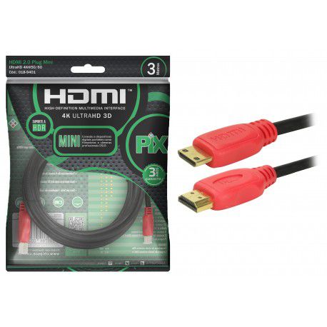 Cabo Mini HDMI X HDMI Pix 2.0 4K Ultrand 19 Pinos 3 Metros