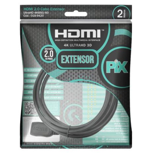 Cabo Hdmi Macho X Hdmi Fêmea Extensor 4k Hdr 018-9420 2m