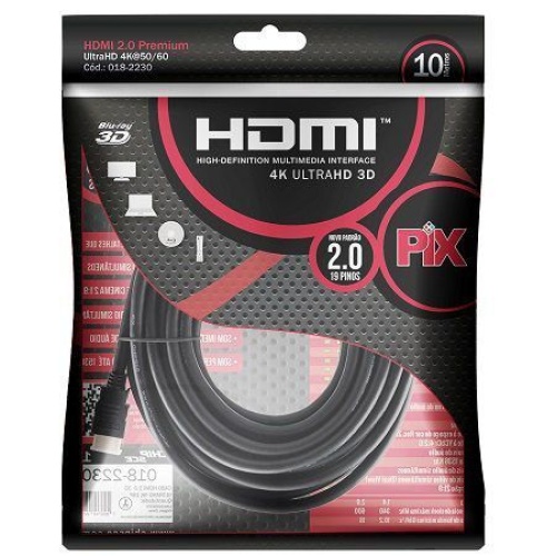 Cabo Hdmi 10 Metros Pix 2.0 19 Pinos 4k 018-2230