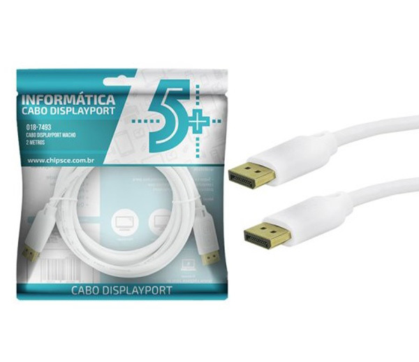 CABO DISPLAYPORT + DISPLAYPORT 1.2 - BRANCO - 2M - C/ TRAVA