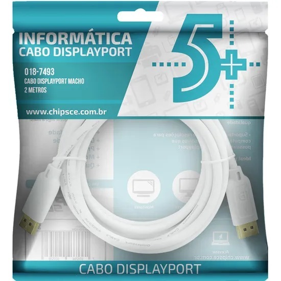 CABO DISPLAYPORT INFO - DISPLAYPORT + DISPLAYPORT 1.2 - BRANCO - 5M