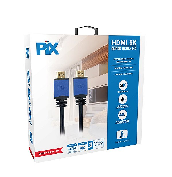 Cabo Hdmi 2.1 8K Hdr 19P 5 Metros Pix Ideal Ps5 Xbox Series
