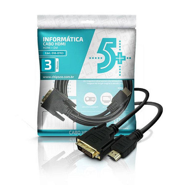 Cabo Dvi 24+1 X Hdmi Macho 3 Metros 018-8703 Chipsce 5+