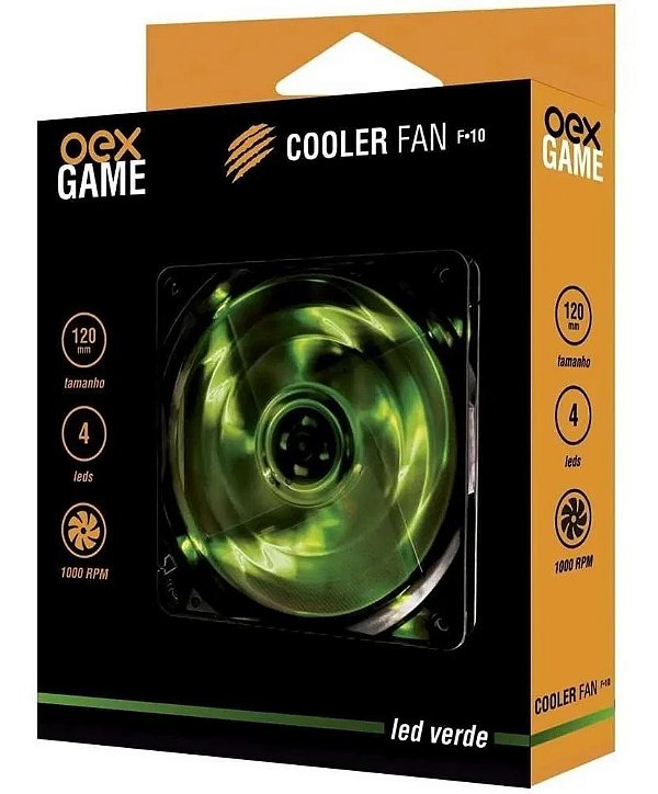 Cooler Fan Oex F-10 Verde 4 Leds - 120mm