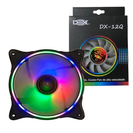 Cooler Fan 120mm com Led RGB Colorido Ring Light 12V 1200Rpm