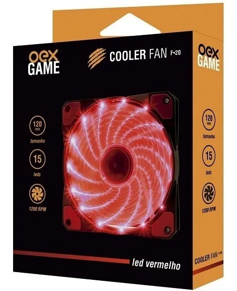 Cooler Fan Para Gabinete F20 15 Leds Vermelho Oex 1200rpm