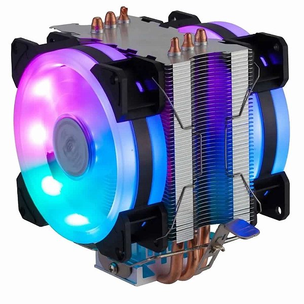 Cooler Universal dupla face Fan Duplo Rgb Intel/amd Tdp 130w