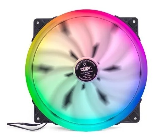 Cooler-fan Rgb 32-led Gamer C/ Controle 20x20cm Dex Dx-20w