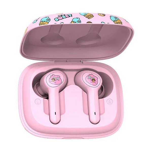 Fone de Ouvido Bluetooth Sem fio Intra Kids The Jellie Monsters Rosa