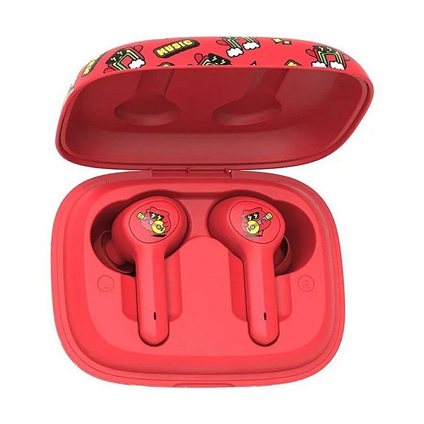 Fone de Ouvido Bluetooth Sem fio Intra Kids The Jellie Monsters Vermelho