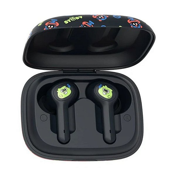 Fone de Ouvido Bluetooth Sem fio Intra Kids The Jellie Monsters Preto