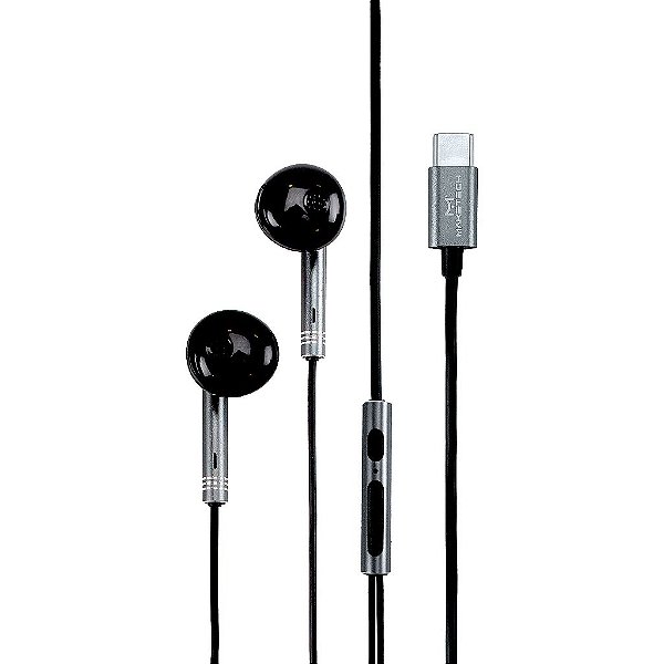 Fone de Ouvido Com Fio Preto Epc-052p Usb C Maketech