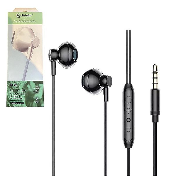 FONE DE OUVIDO ESTILO IPHONE P2 COM MIC SH-FO-98 SHINKA PRETO
