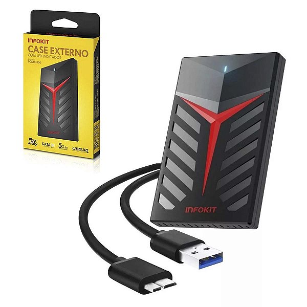Case Para Hd Externo Com Cabo Usb 3.0 5gbps Suporta Até 3tb