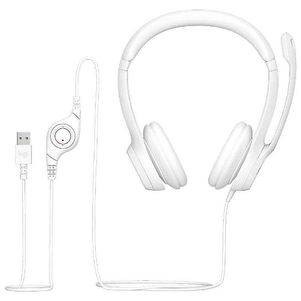 Headset Com Fio USB Logitech H390 - Branco