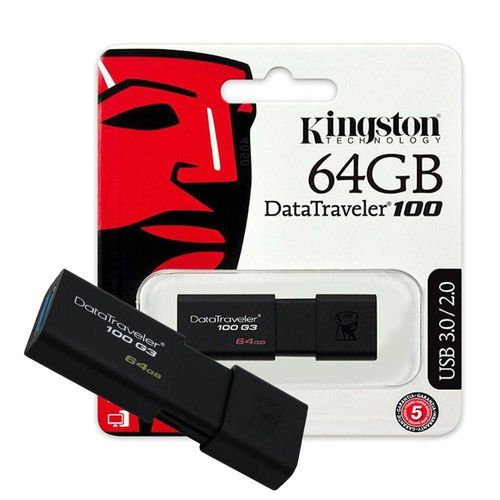 PEN DRIVE KINGSTON DT100G3 64GB PRETO 3.0