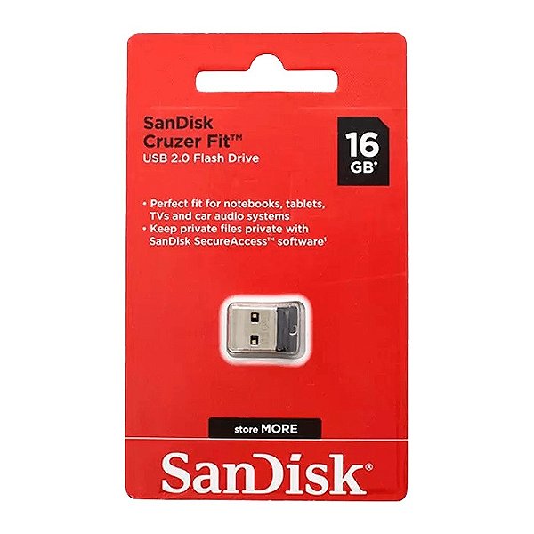 Pen Drive 16gb Sandisk Cruzer Fit Nano Lacrado Original