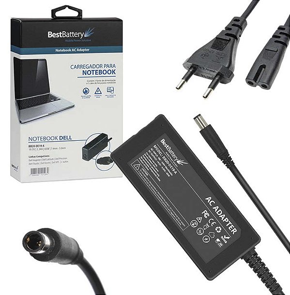 Fonte Para Notebook Dell 19.5V 3.34A 65W Vostro Inspiron Latitude 7,4*5,0mm