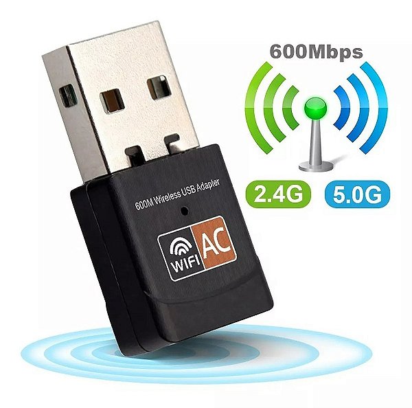 Adaptador Wifi Dual Band 2.4 5ghz 600mbps Wireless 5g Ac