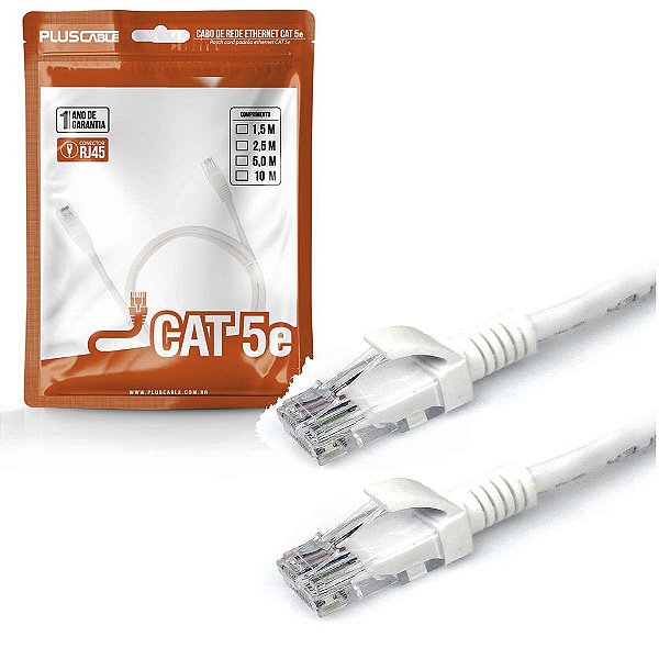 Patch Cord Cat.5E 2,5M Branco Pc-Ethu25Wh Plus Cable