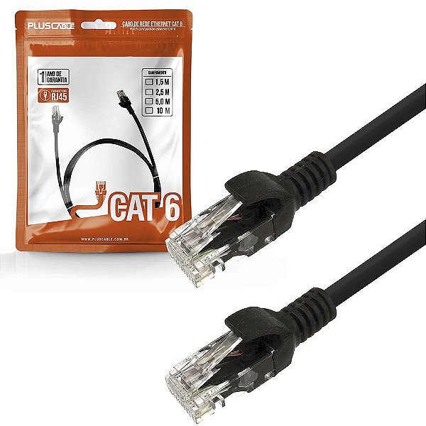 Patch Cord Cat.5E 2,5M Preto Pc-Ethu25Bk Plus Cable