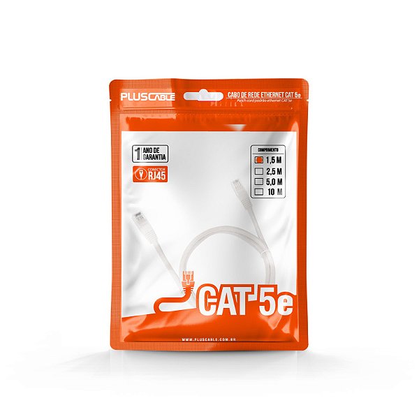 Cabo de Rede Cat.5E 1.5M PC-ETHU15WH Patch Cord PlusCable