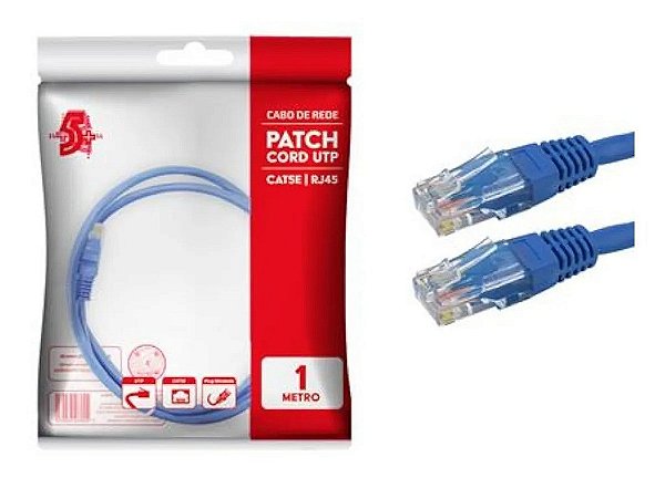 Cabo De Rede Patch Cord Cat5E Utp  1 Metro Azul 5+
