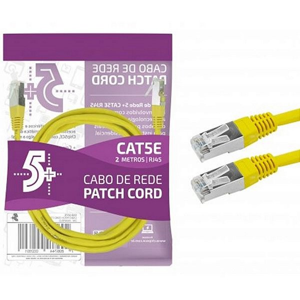 Cabo De Rede Patch Cord Cat5E Ftp Blindado Gigabit 2M Amarelo