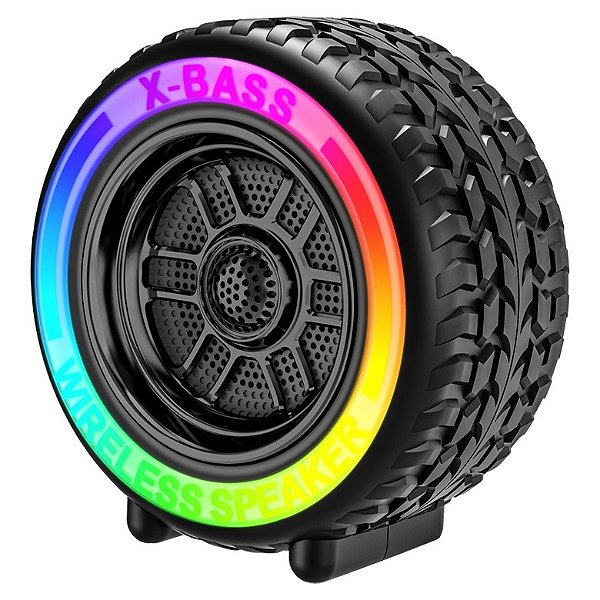 Caixa De Som Bluetooth Usb Multimídia Formato Roda Rgb Rádio