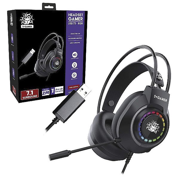 Fone Headset Gamer 7.1 Rgb USB Pc Note Ps4 Ps5 Cabo 2m Novo