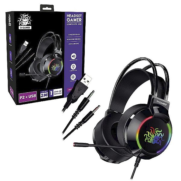 Headset Gamer Nemesis Microfone P2 3,5mm Pc Note Cabo 2m