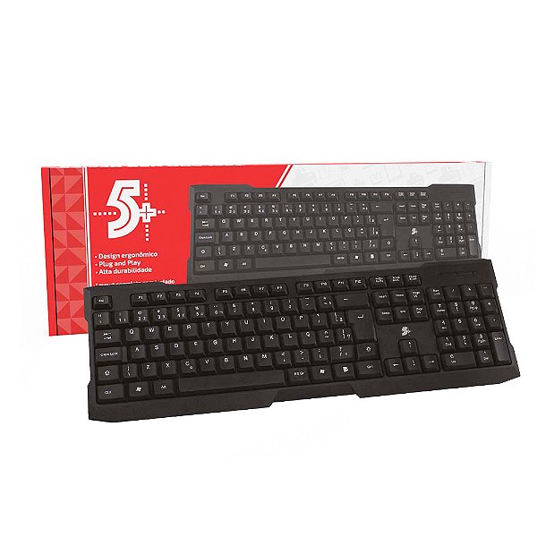 Teclado Usb Office Preto Pt-Br Abnt2 Reforçado Escritório 5+