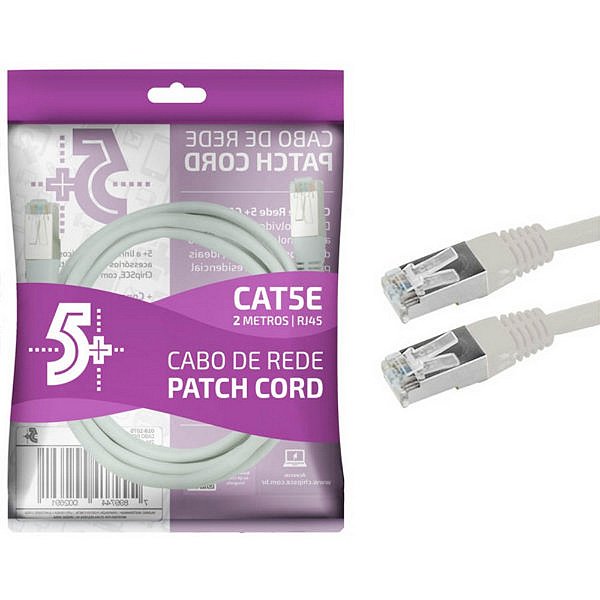 Cabo de Rede Patch Cord Cat5e Ftp Blindado Gigabit 2m Branco