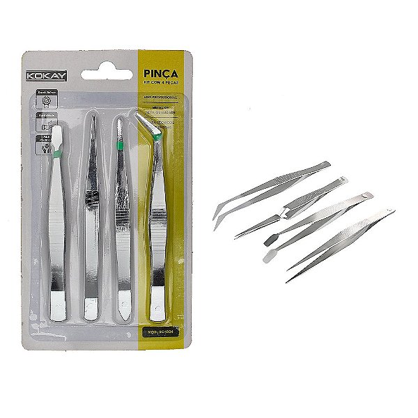 Kit Conjunto de Pincas De Precisão Eletrônica C/ 4 Peças