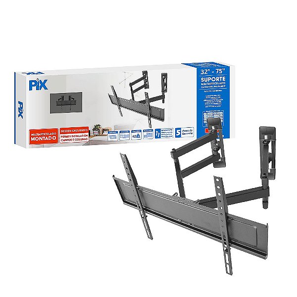 Suporte Tv Multi-Articulado 32'' a 75'' Coluna Montado Px-38