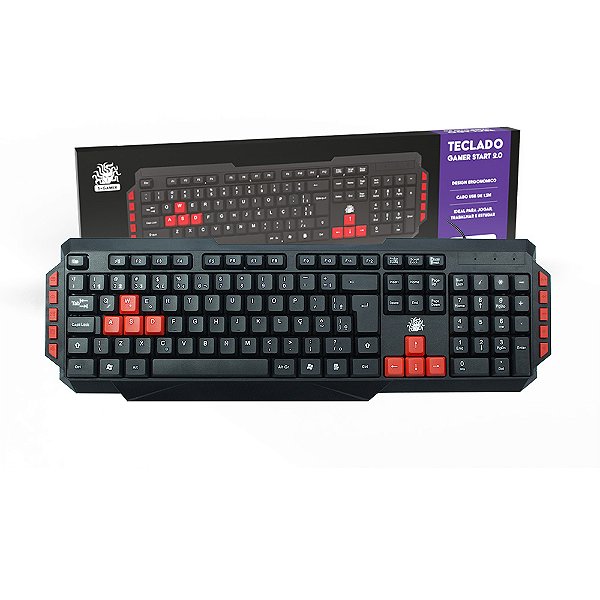 Teclado Gamer Usb  5+ Nemesis Start 2.0 Preto e Vermelho