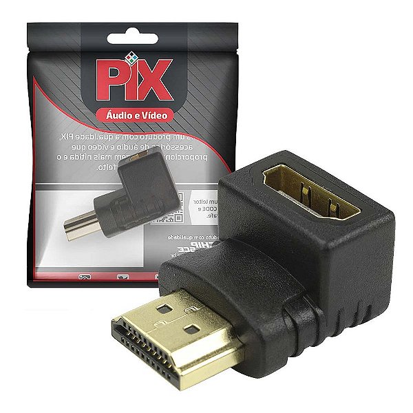 Adaptador Hdmi Plastico Hdmi Macho Para Hdmi Femea 90 Graus