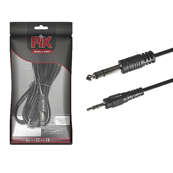 Cabo Áudio P2 3,5mm Jack Estéreo Para P10 Estéreo 5 Metros