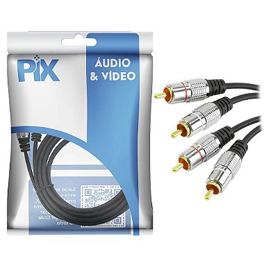 Cabo De Áudio Estéreo Rca 2x2 Fitz Plug Metal 2 Metros