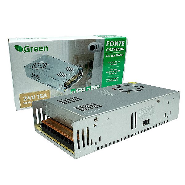 Fonte Chaveada Metal 24V 15A 85v A 264v Ac 360W Com Trimpot