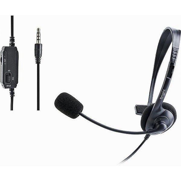 Headset Office One Side Controle Volume P3 Notebook Celular