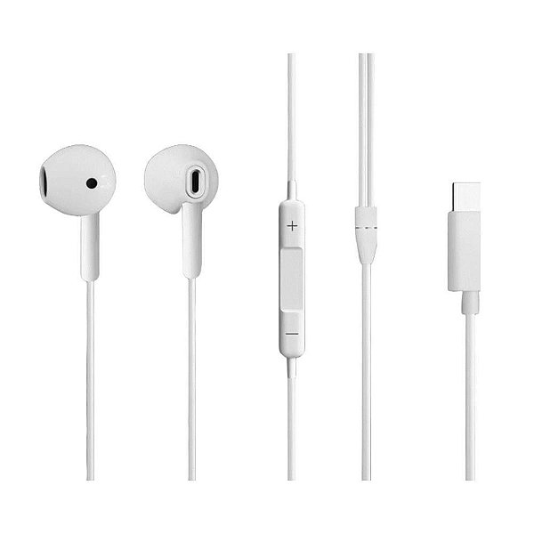 Fone de Ouvido Com Microfone Conexão USB C Branco Bright